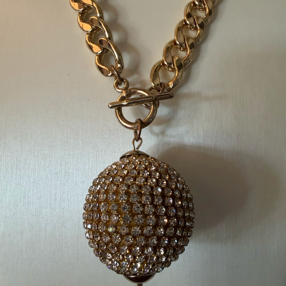 Vintage Rhinestone Ball Necklace and Matching Earrings Set